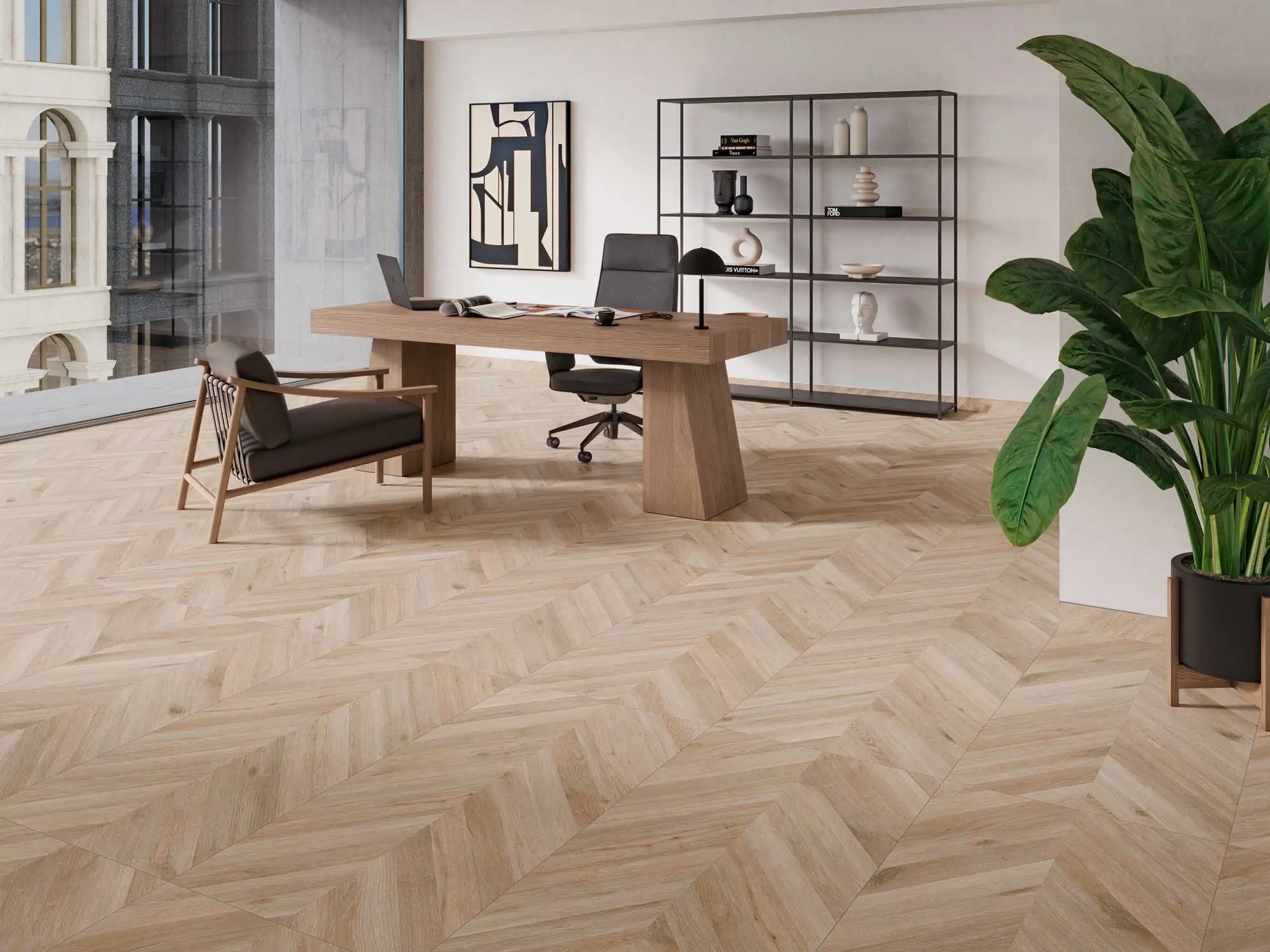 Carrelage effet bois Chevron point de Hongrie