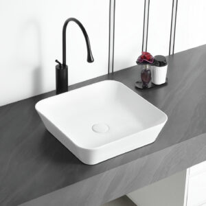 Vasque à poser Rubicer RS1468BRCB – 43.5x43.5x11 cm – Blanc – Brillant