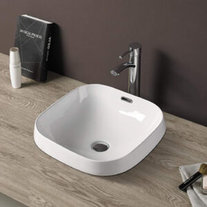 Vasque semi-encastrée Rubicer RS78210B – 44.5x44.5x17.5 cm – Blanc – Brillant