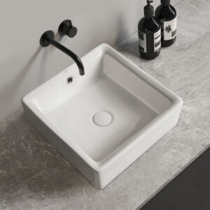Vasque à poser Rubicer RS8037BRCB – 40.5x40.5x17 cm – Blanc – Brillant
