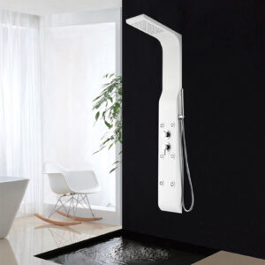 Colonne de douche hydromassante RCFGRABS – 153x20 cm – Blanc – Mat