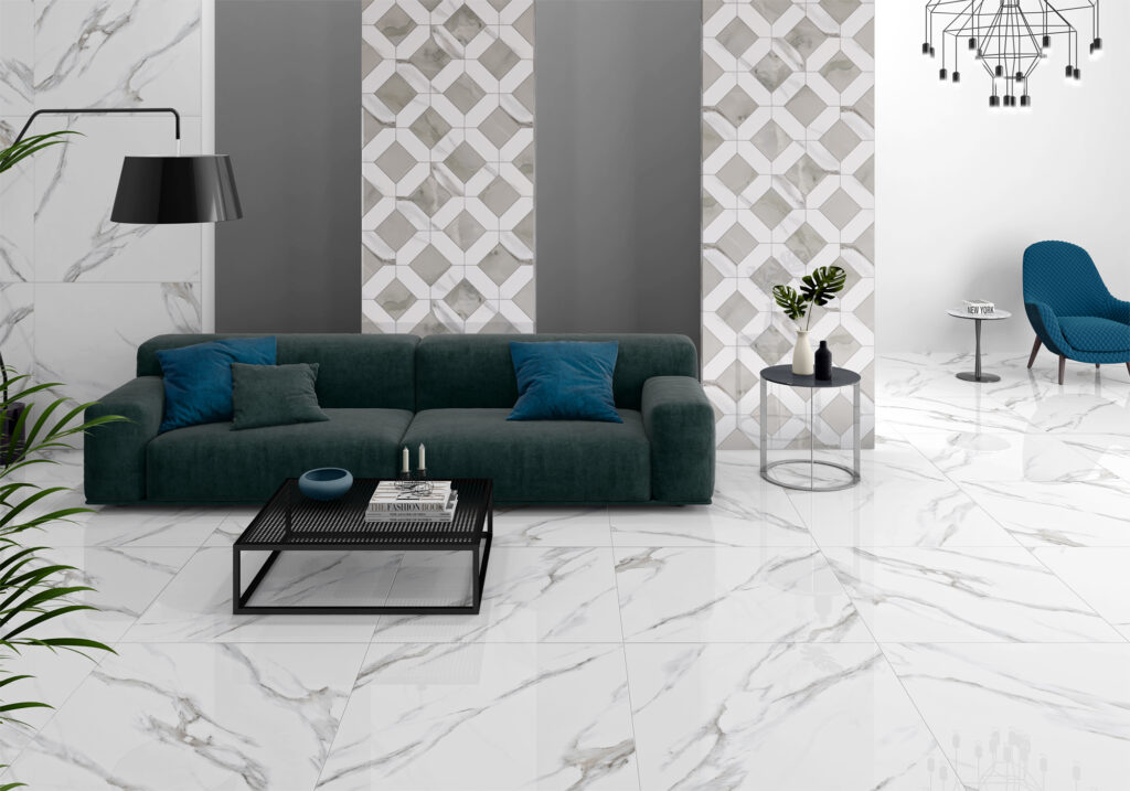 Ambiance de la collection Altair White — grès cérame Villa Ceramica