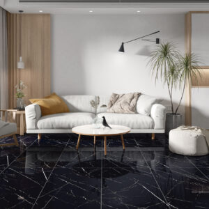 Black Marquina — grès cérame Villa Ceramica — Unique · 60×60 · Super poli