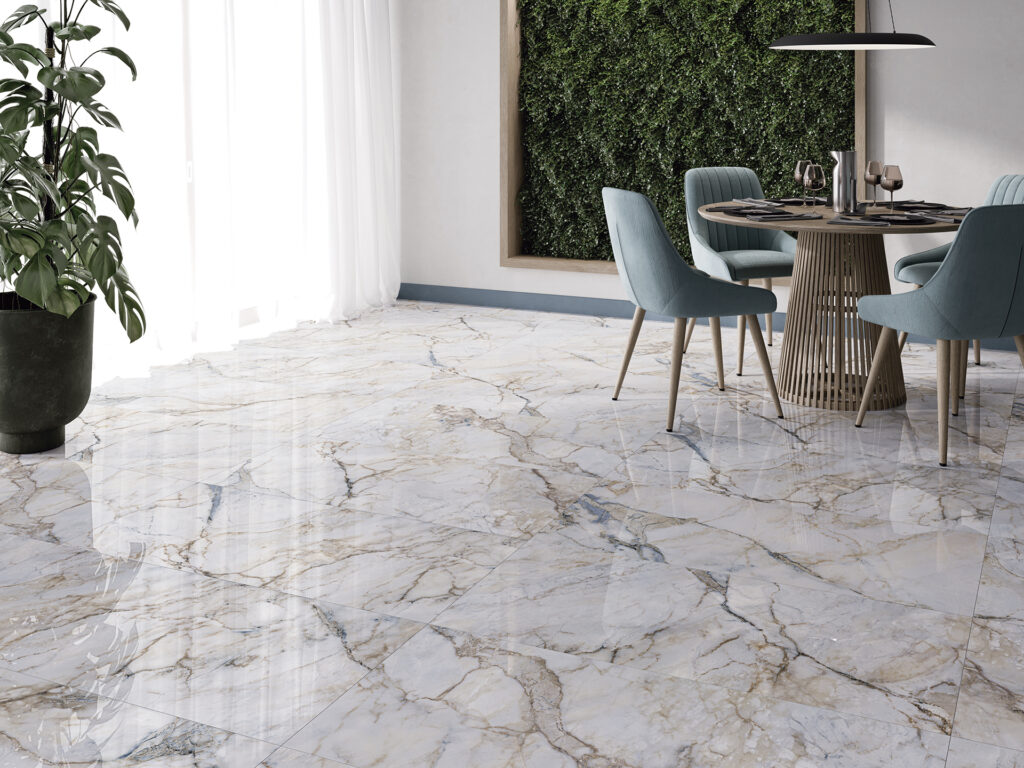 Ambiance de la collection Jackson Blue — grès cérame Villa Ceramica