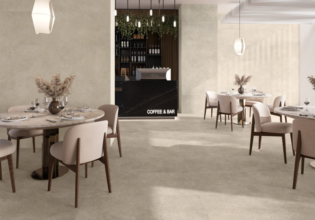 Ambiance de la collection Mars Stone — grès cérame Villa Ceramica
