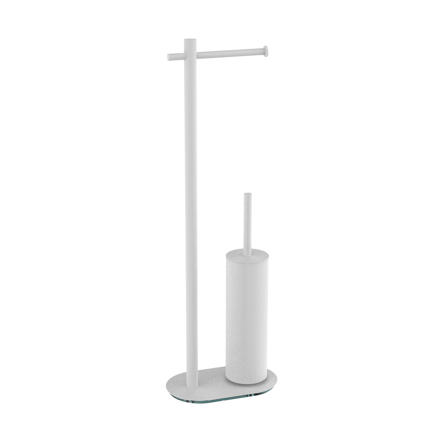 Porte-rouleau de papier toilette et porte-brosse de toilette autoportants, blanc mat lisse — RUBICER