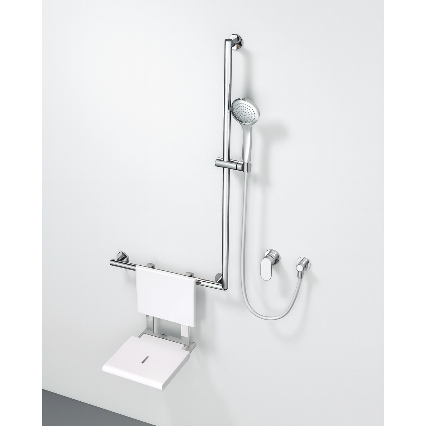 Barre d'appui en acier inoxydable SUS304 avec support de douche poli — RUBICER