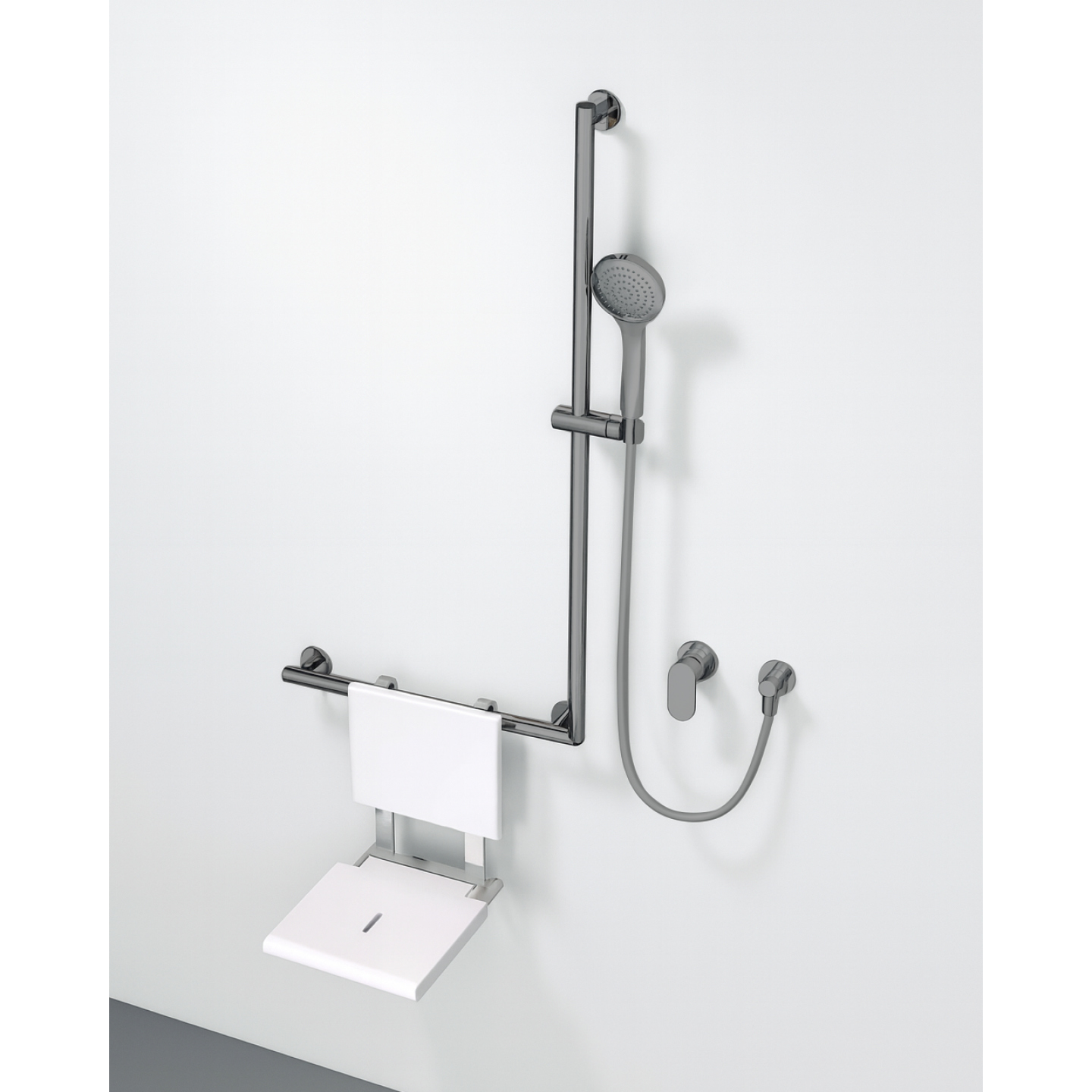 Barre d'appui en acier inoxydable 304 avec support de douche, couleur canon de fusil — RUBICER