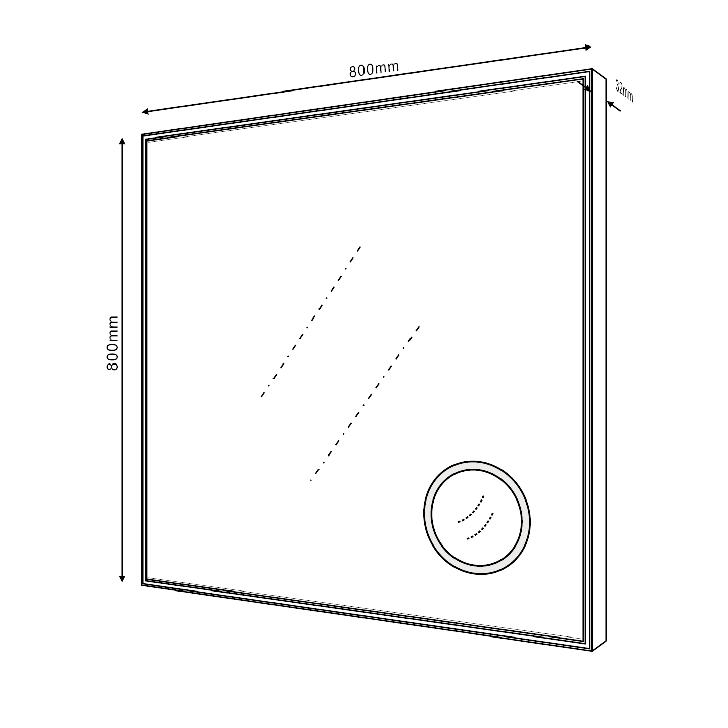 Miroir d'image LED 80x80cm — RUBICER – Image 2