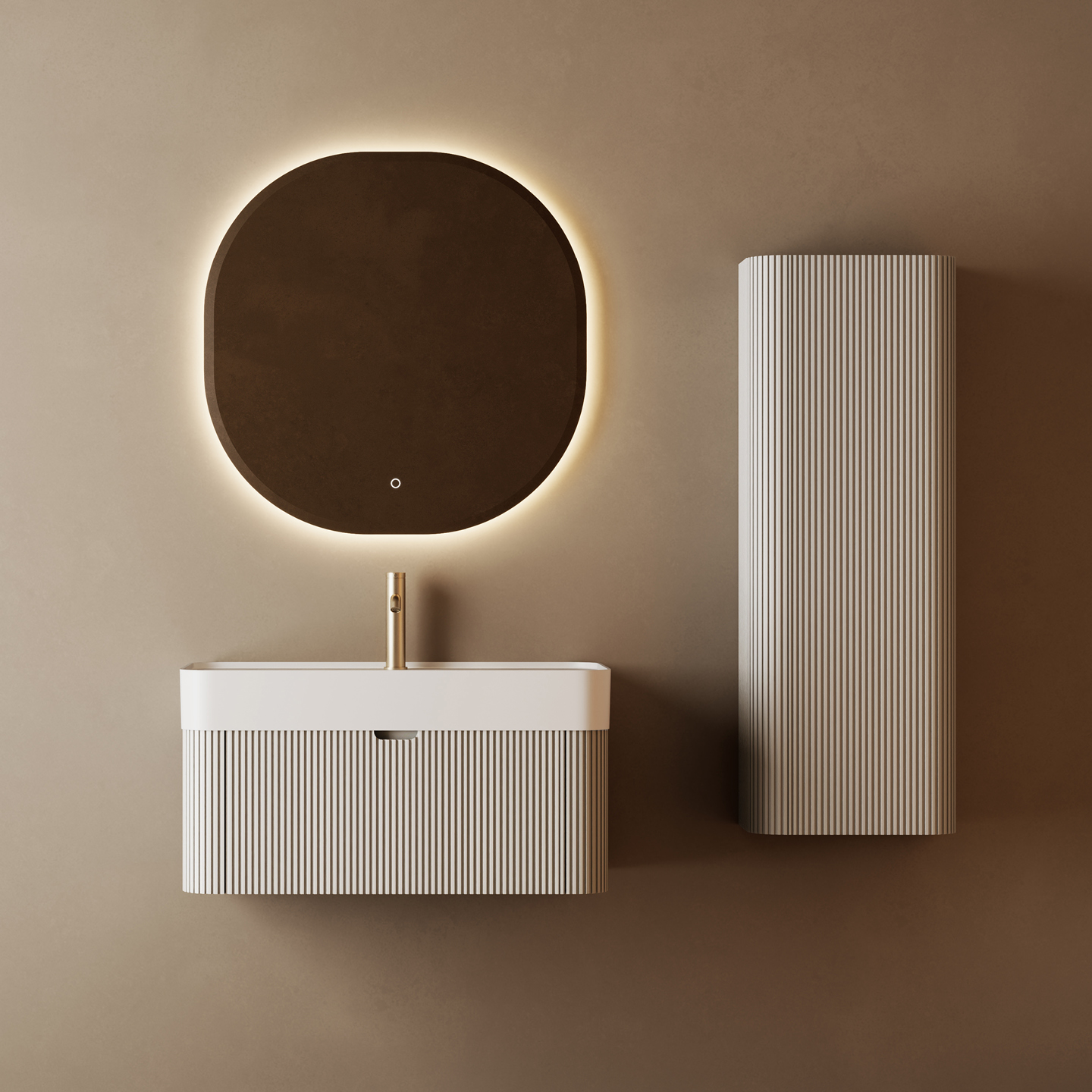 Meuble vasque Stria Beige 80 cm avec lavabo — RUBICER – Image 2