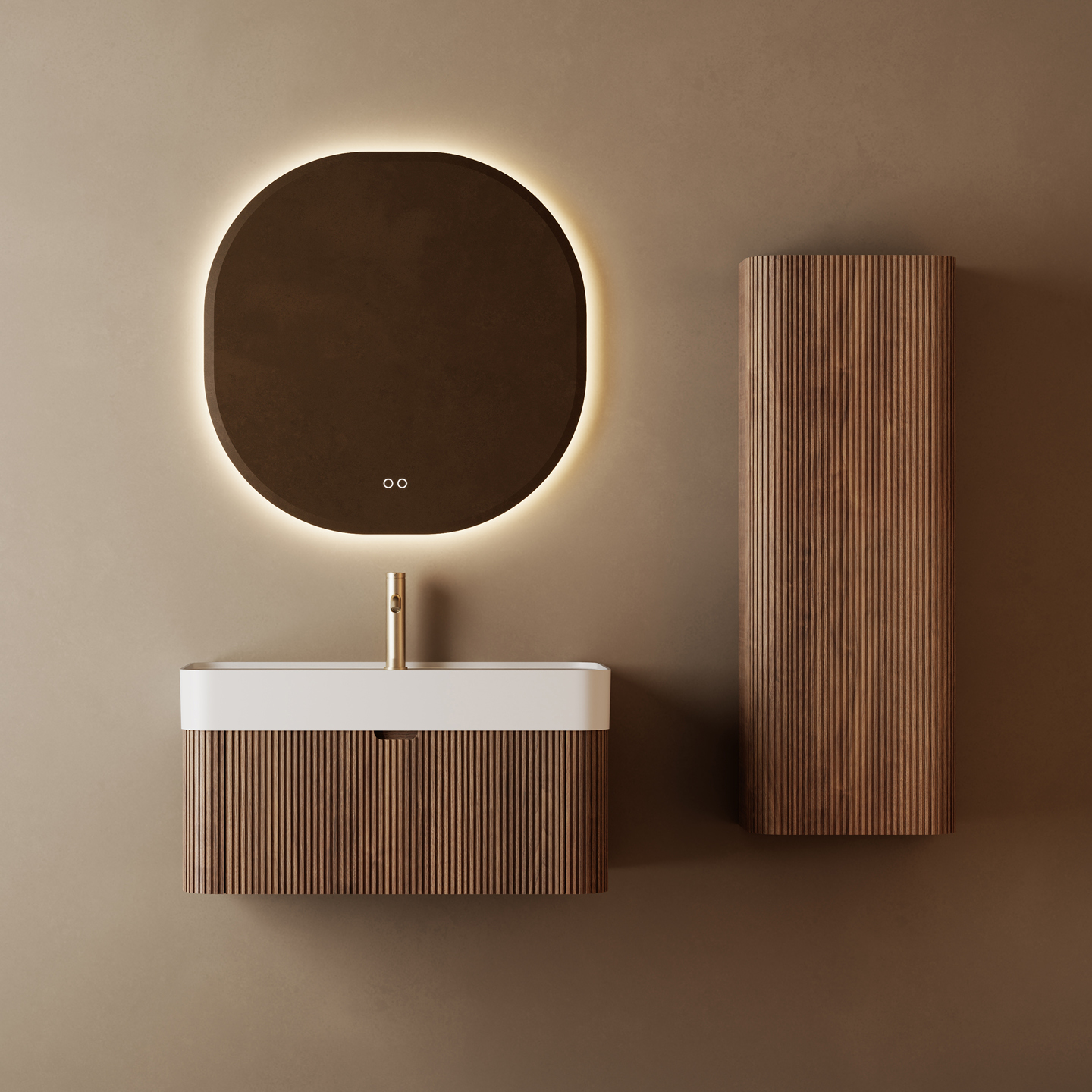 Meuble vasque Stria Wallnut 80 cm avec lavabo — RUBICER