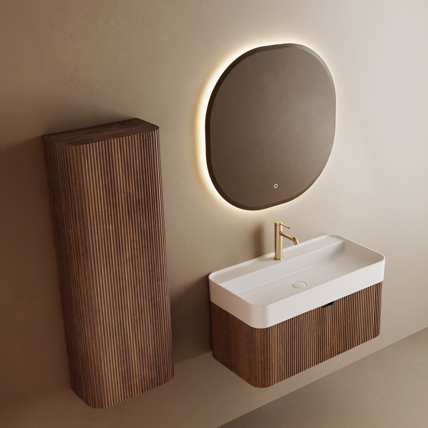 Meuble vasque Stria Wallnut 80 cm avec lavabo — RUBICER – Image 2