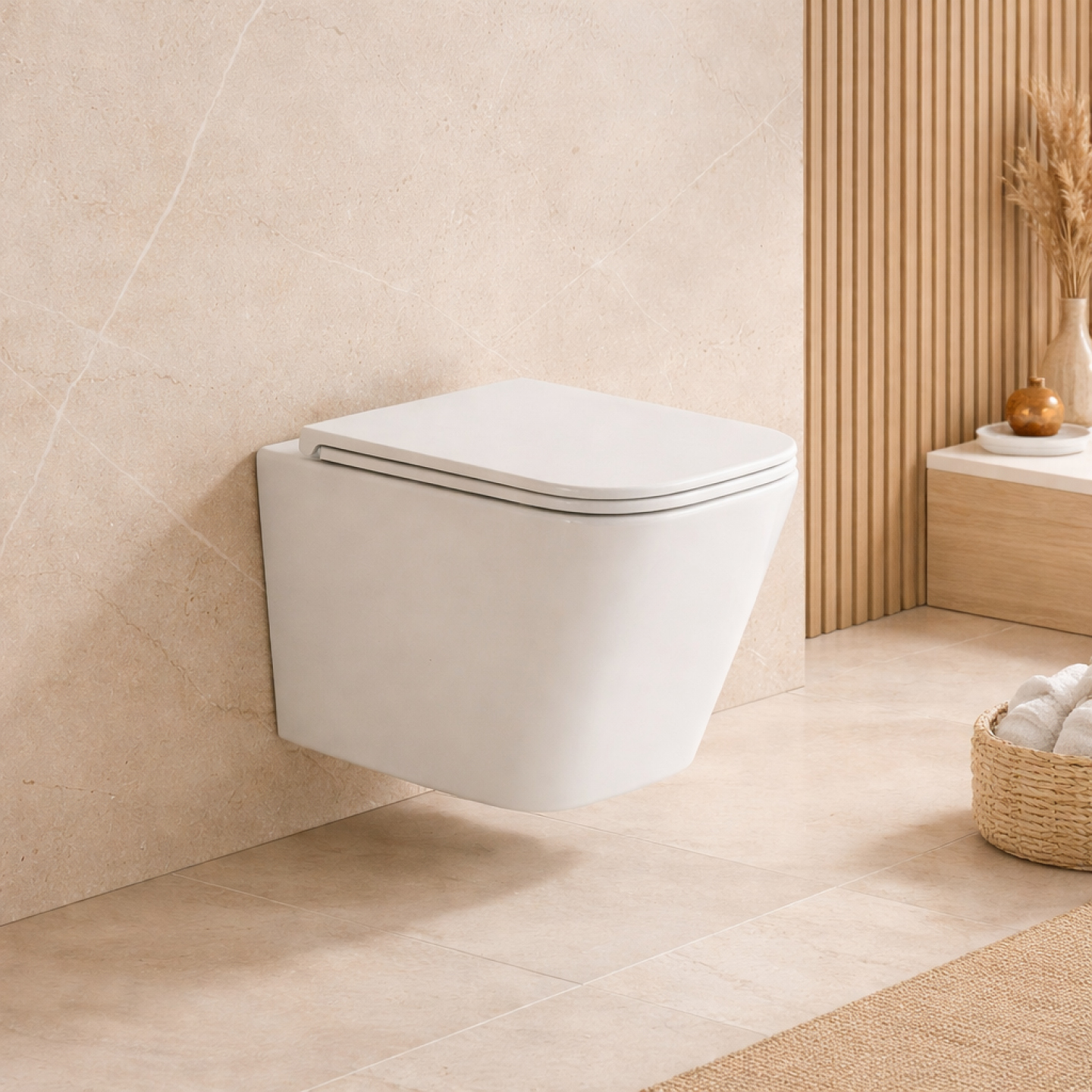 WC suspendu élégant, blanc mat — RUBICER