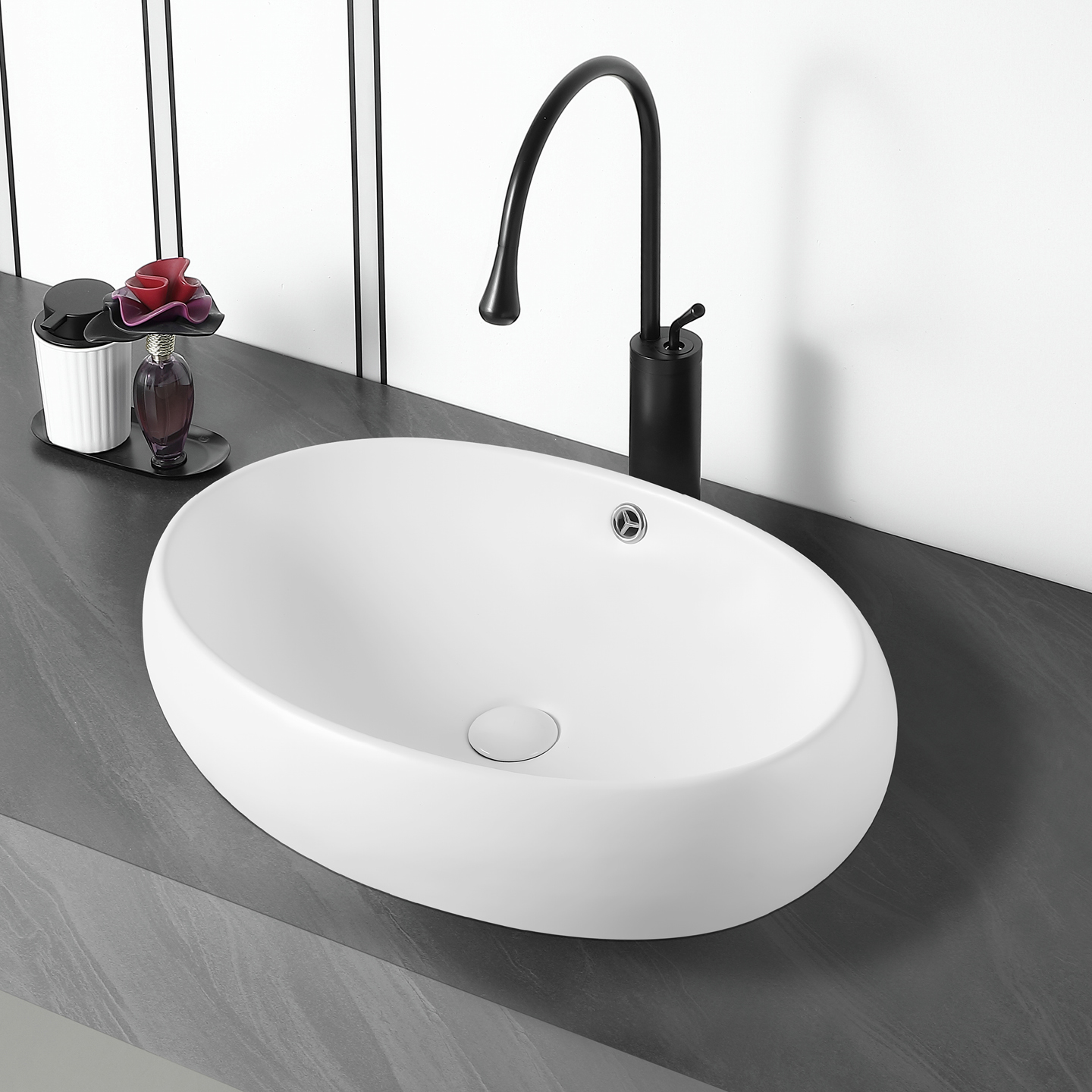 Lavabo à poser, blanc mat — Réf. RS1043BRCM · Rubicer
