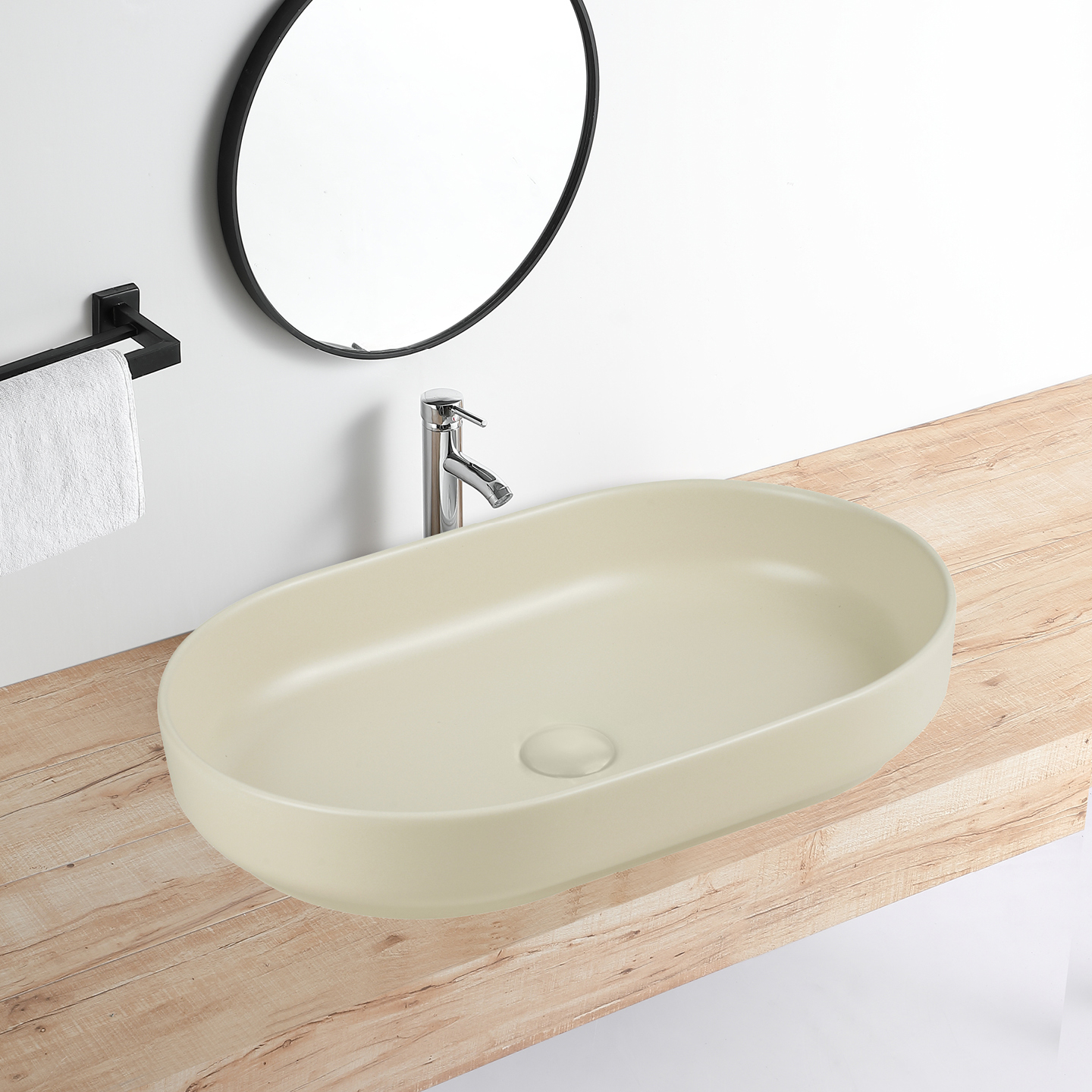 Lavabo ovale ivoire mat — RUBICER