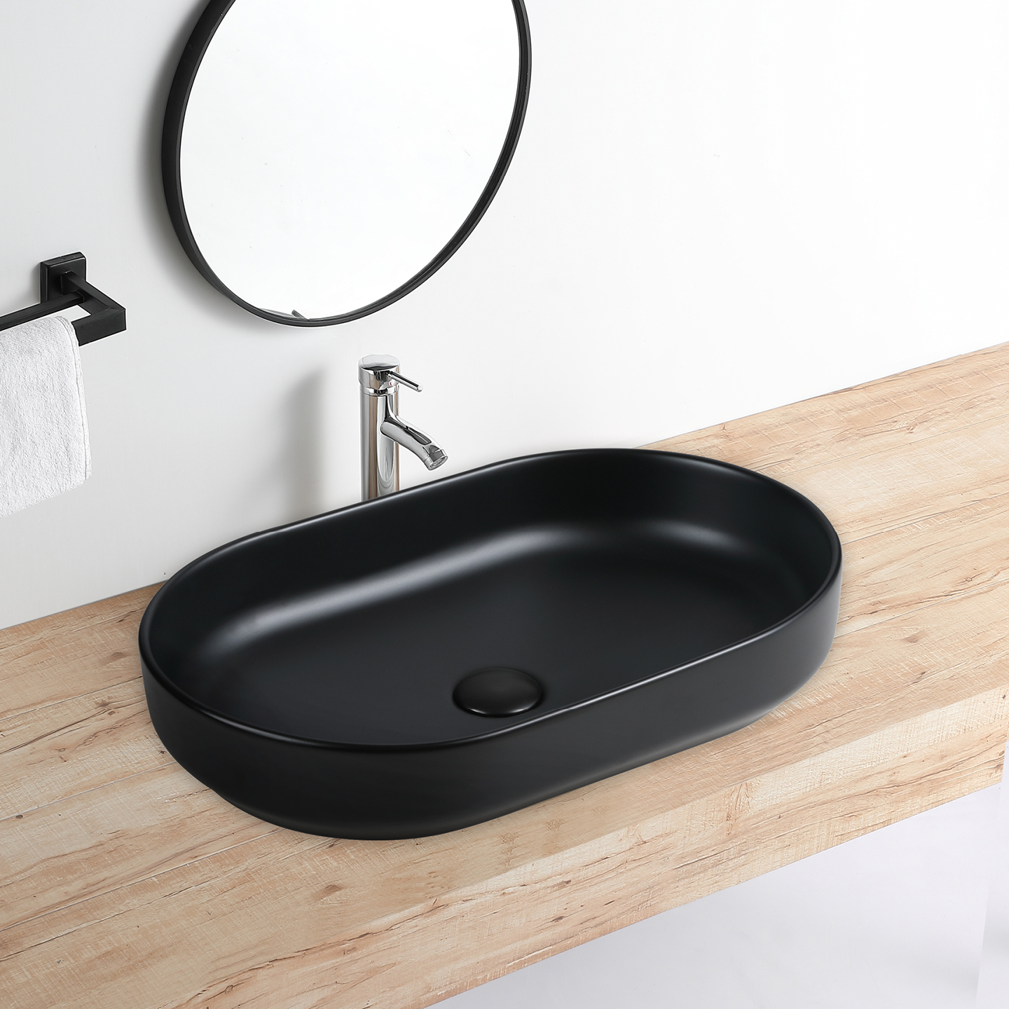 Lavabo ovale noir mat — RUBICER