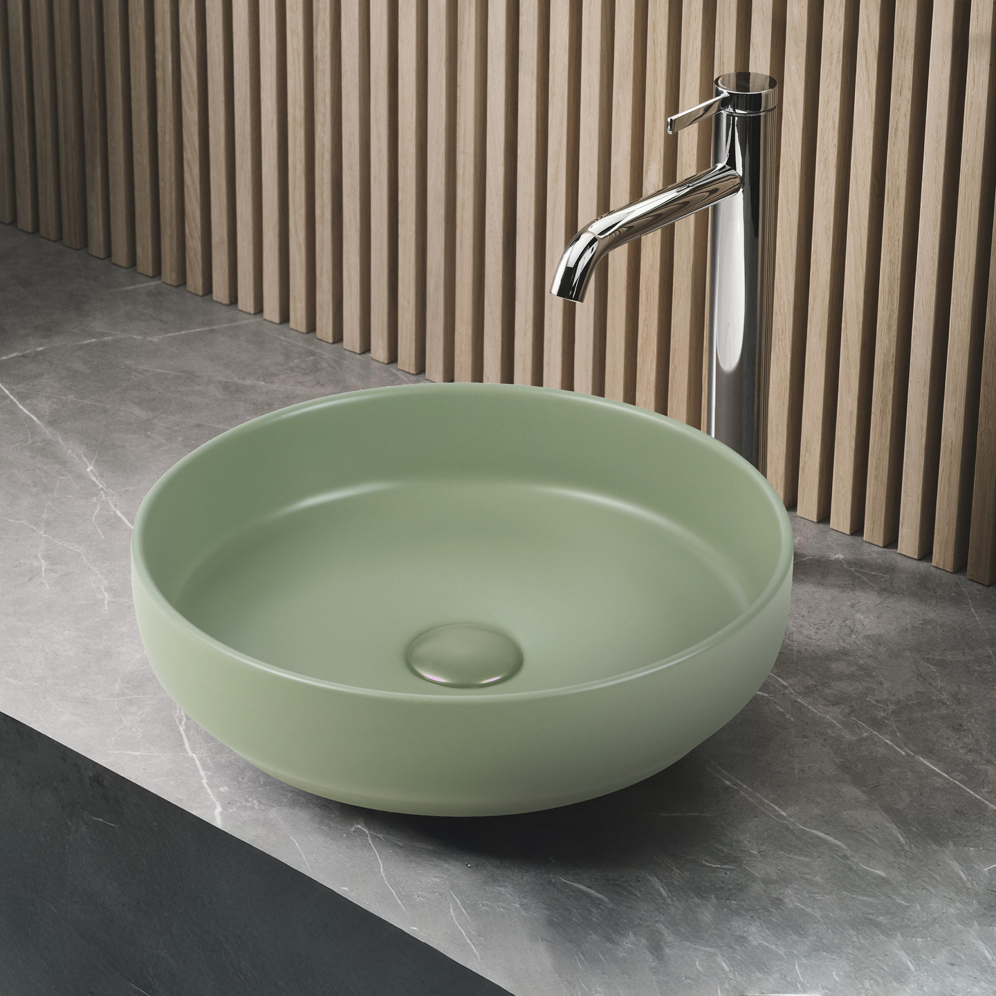 Vasque ronde olive mate — RUBICER
