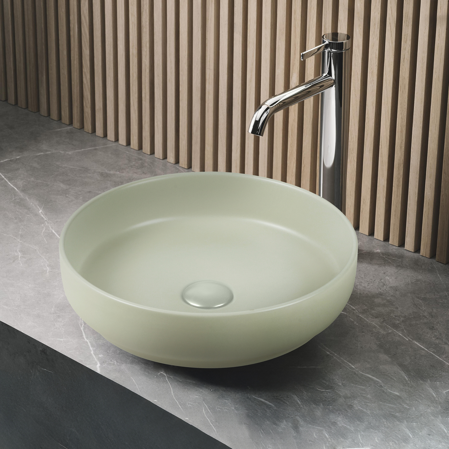 Lavabo rond, finition ciment mat — RUBICER