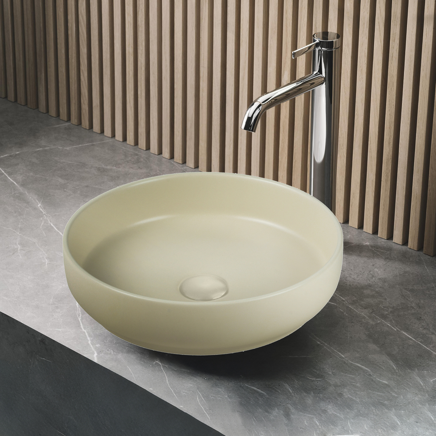 Lavabo rond ivoire mat — RUBICER