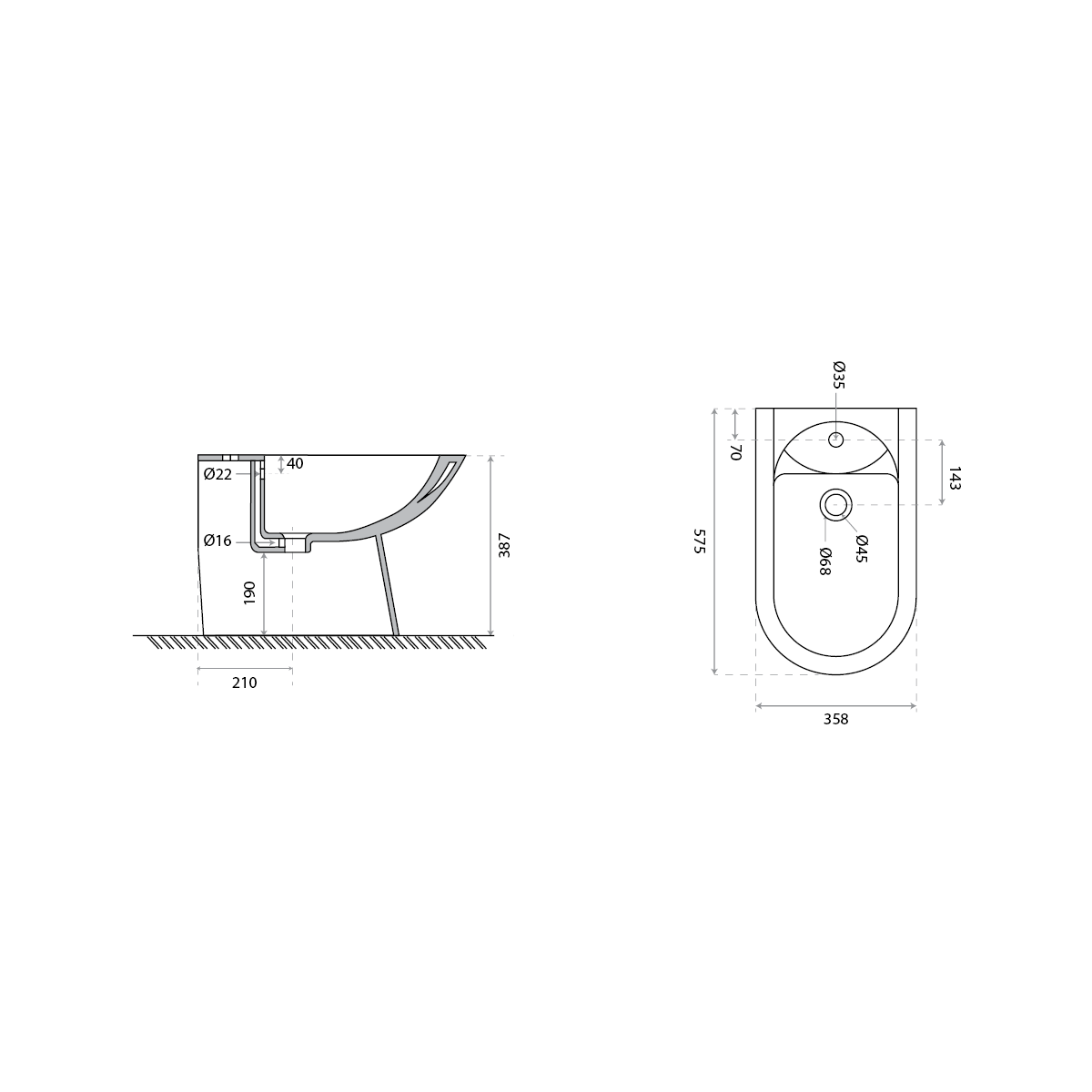 Bidet rond blanc brillant — RUBICER – Image 2