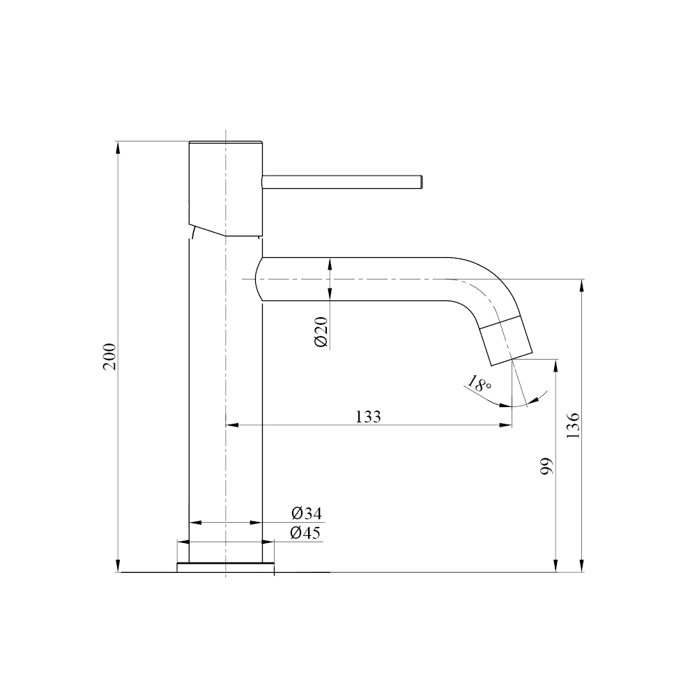 Mitigeur monocommande de lavabo lisse en chrome — RUBICER – Image 3