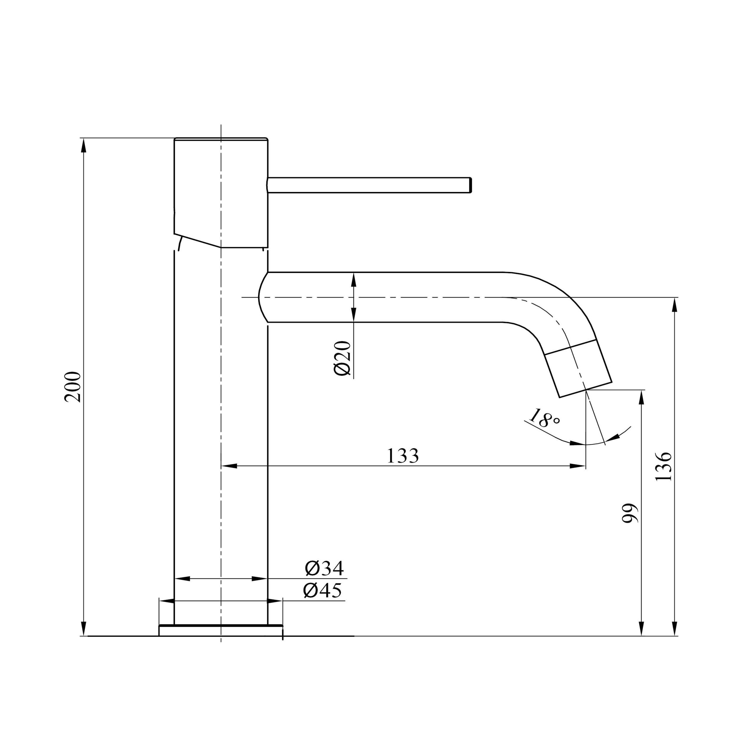 Mitigeur monocommande de lavabo noir mat lisse — RUBICER — visuel 2