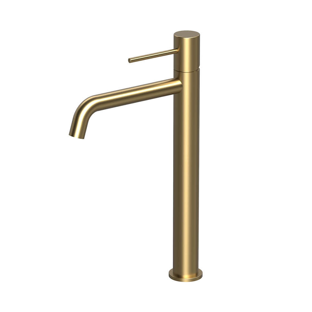 Mitigeur monocommande de lavabo lisse et haut en or brossé — RUBICER