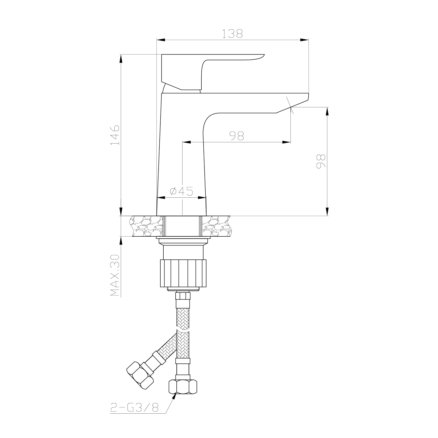 Robinet mitigeur de lavabo monocommande DAMA — RUBICER – Image 2