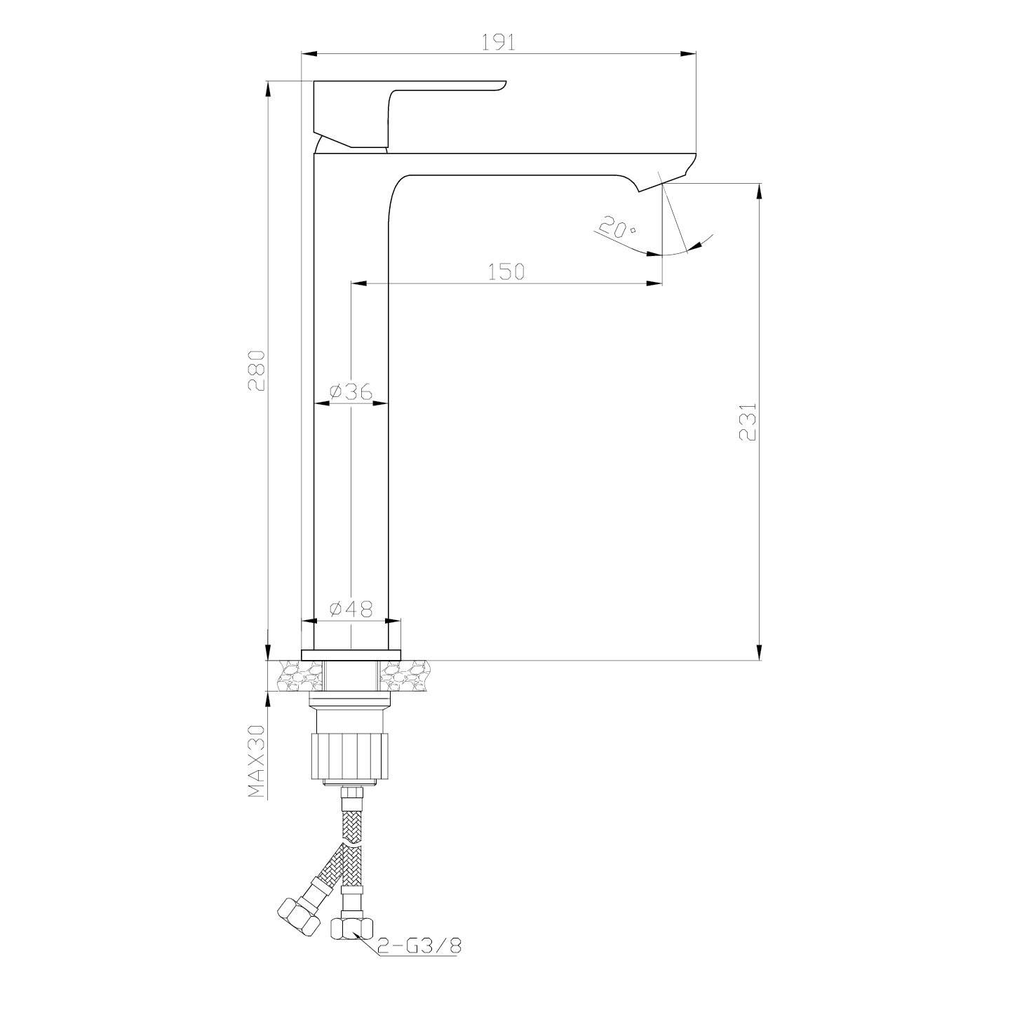 lavabo haut DUKE à levier unique chromé — RUBICER – Image 2