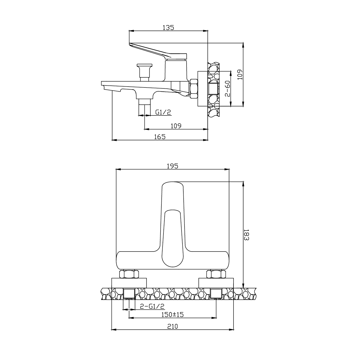 Mitigeur monocommande Bathtub Up — Réf. RTUP28603BANRSG · Rubicer – Image 2