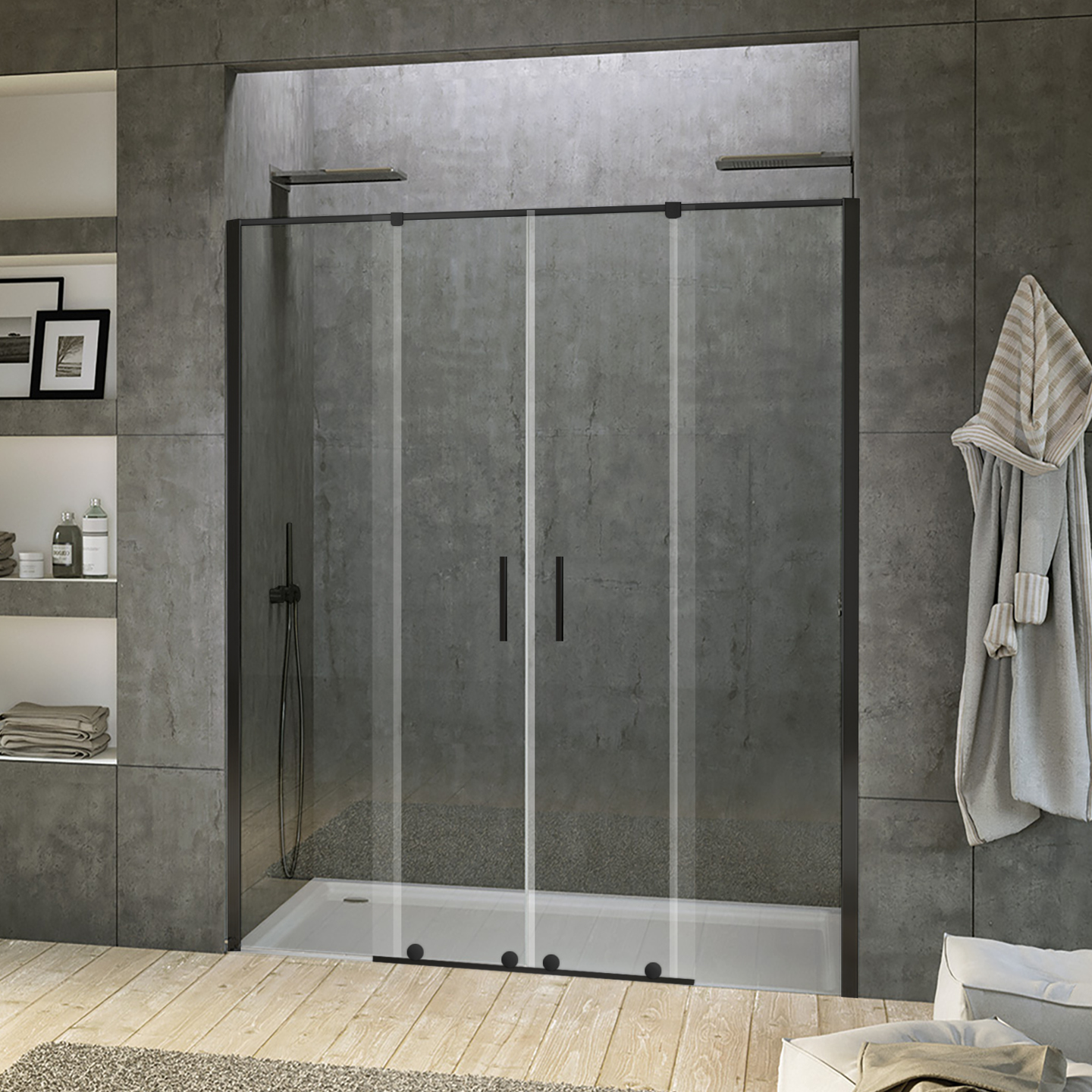 Paroi de douche centrale frontale Best Central 1,90 m noire — RUBICER