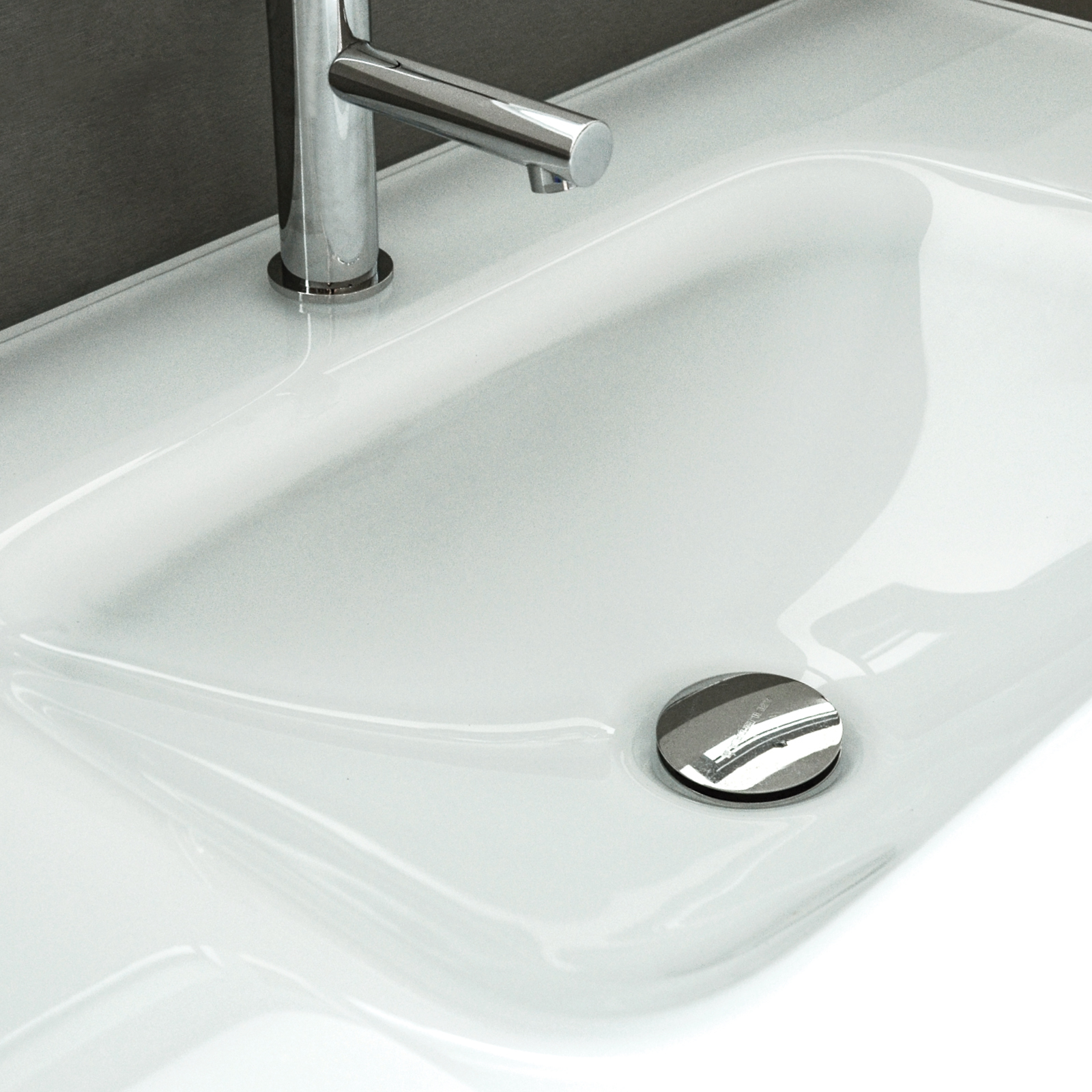 Vasque en verre laqué blanc, 80 cm — RUBICER