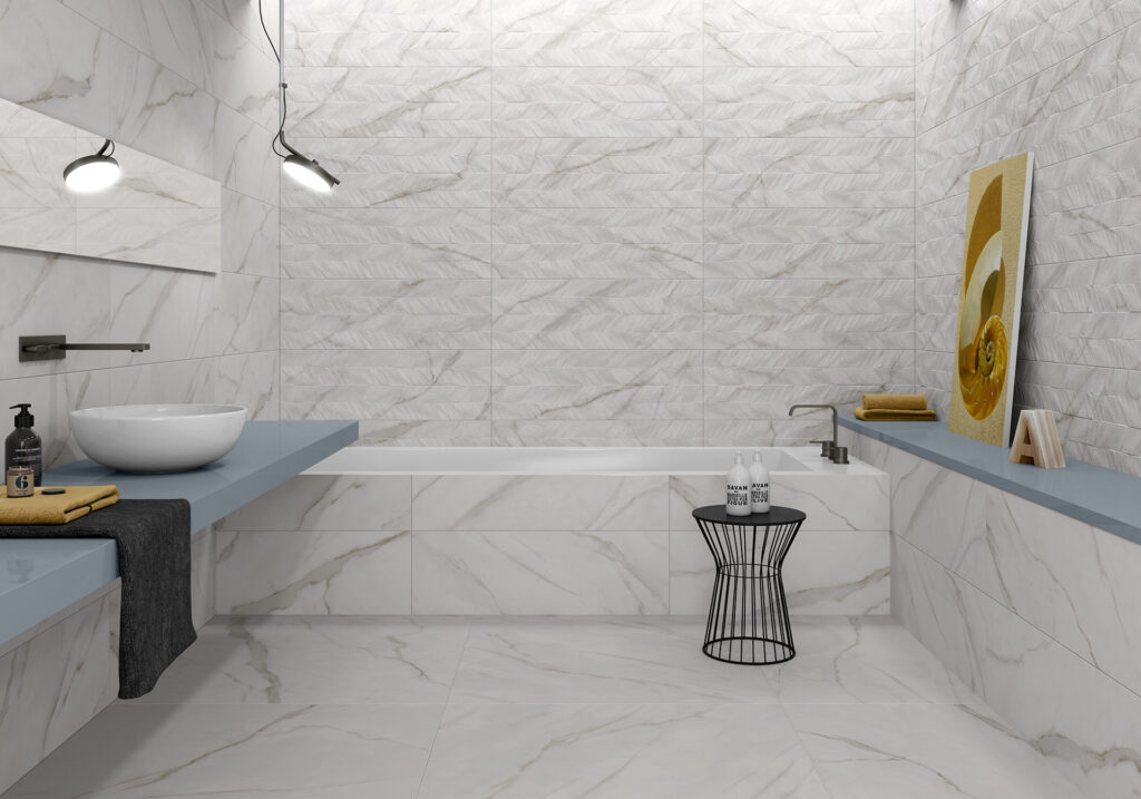 Ambiance de la collection Celeste — grès cérame et faïence murale Villa Ceramica