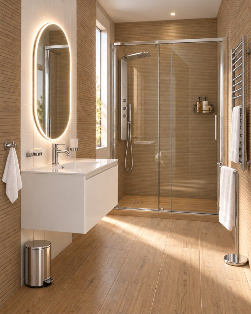 Bois et blanc lumineux · Woodlay Line Oak et Blancos Blanco · Chrome