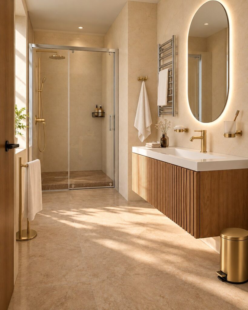 Crema Marfil, douceur ivoire · Crema Marfil · 30 × 90 cm · Or brossé