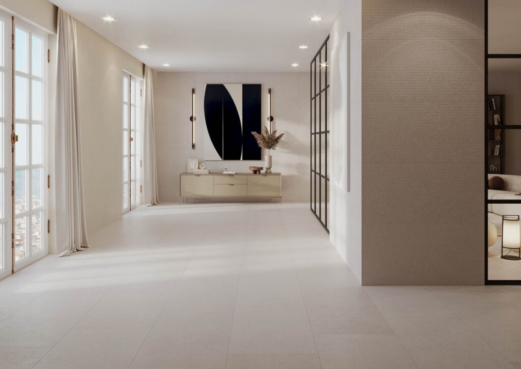 Ambiance de la collection Harden — grès cérame effet pierre Cristacer