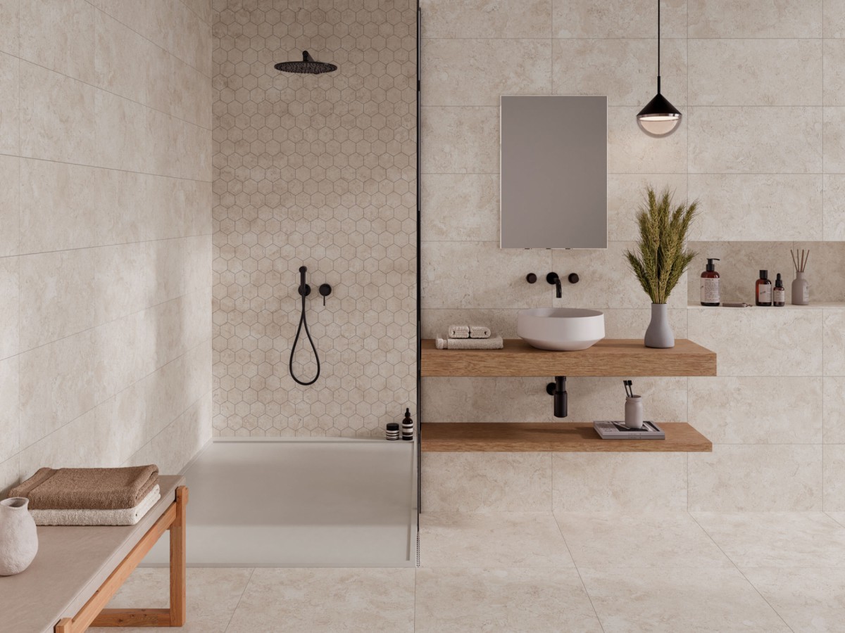 Ambiance fabricant — Coral Stone — grès cérame effet pierre Cristacer