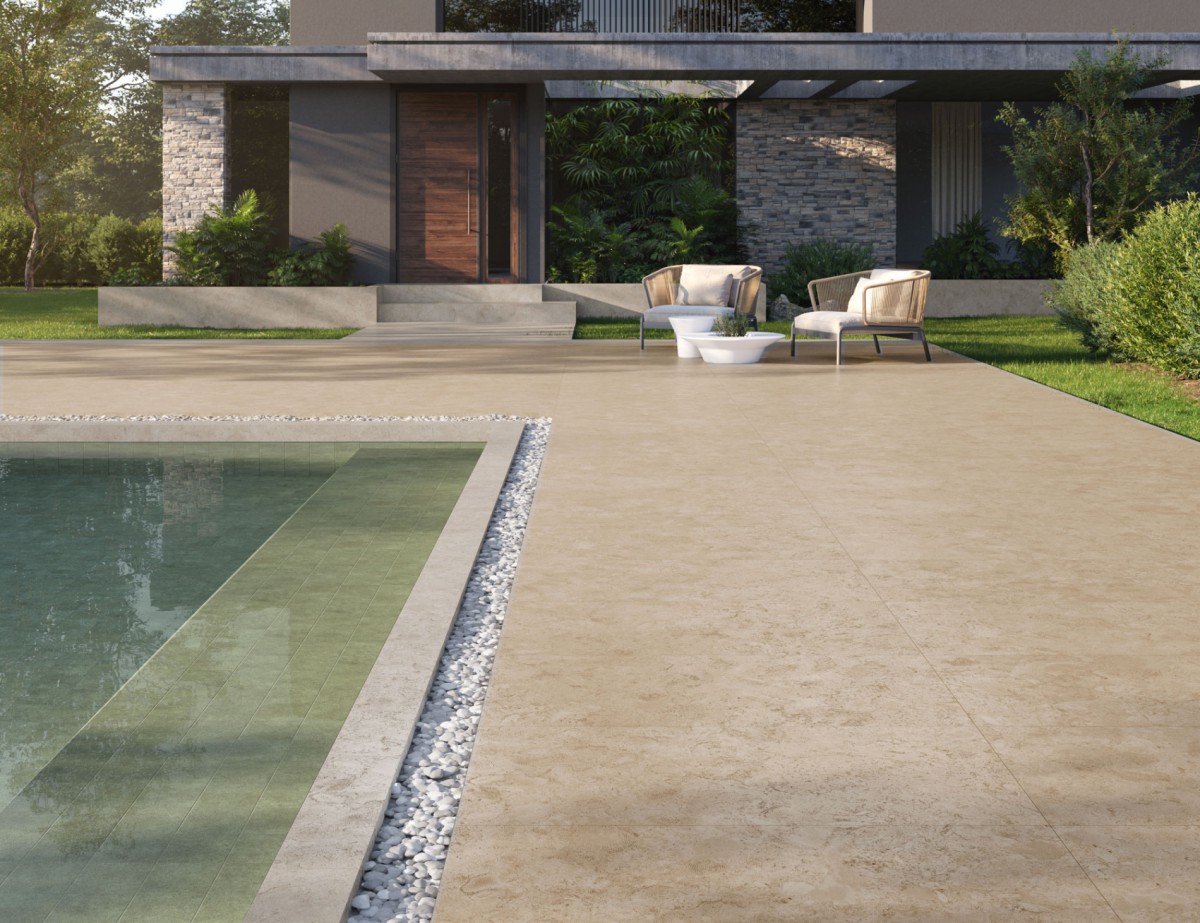 Ambiance fabricant — Coral Stone — grès cérame effet pierre Cristacer