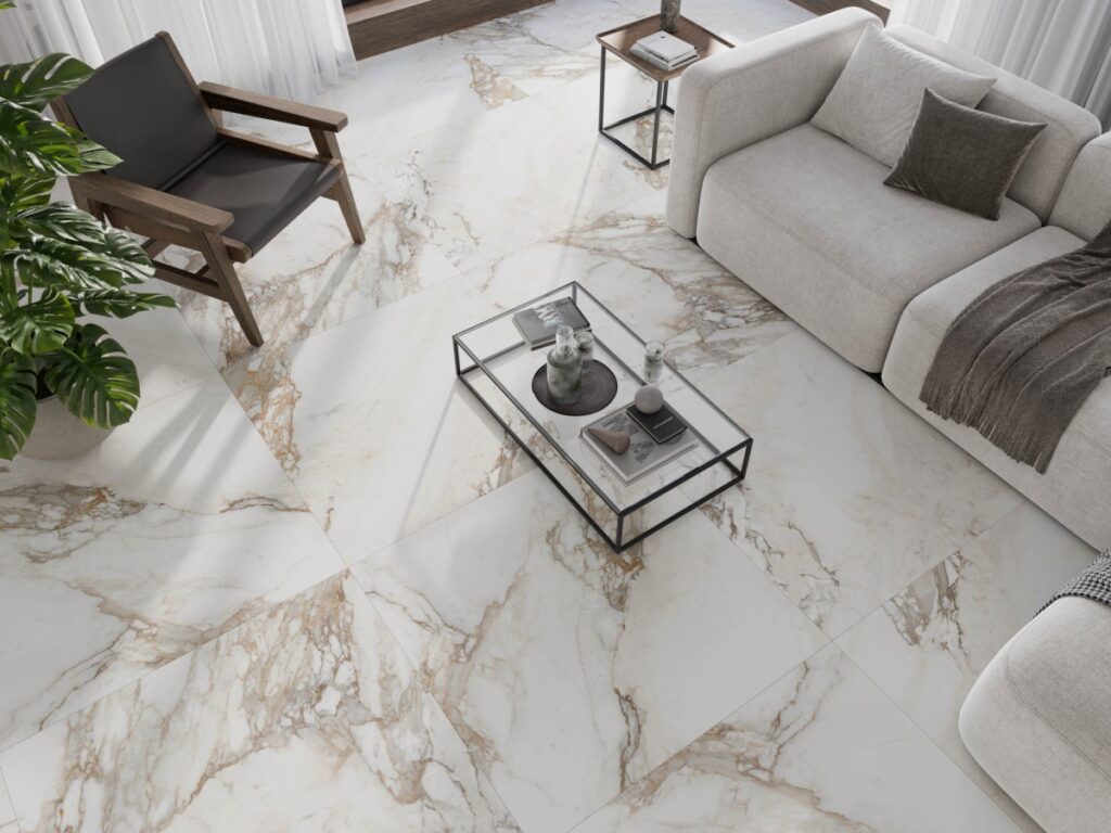 Ambiance fabricant — Calacatta Gold — grès cérame effet marbre Cristacer