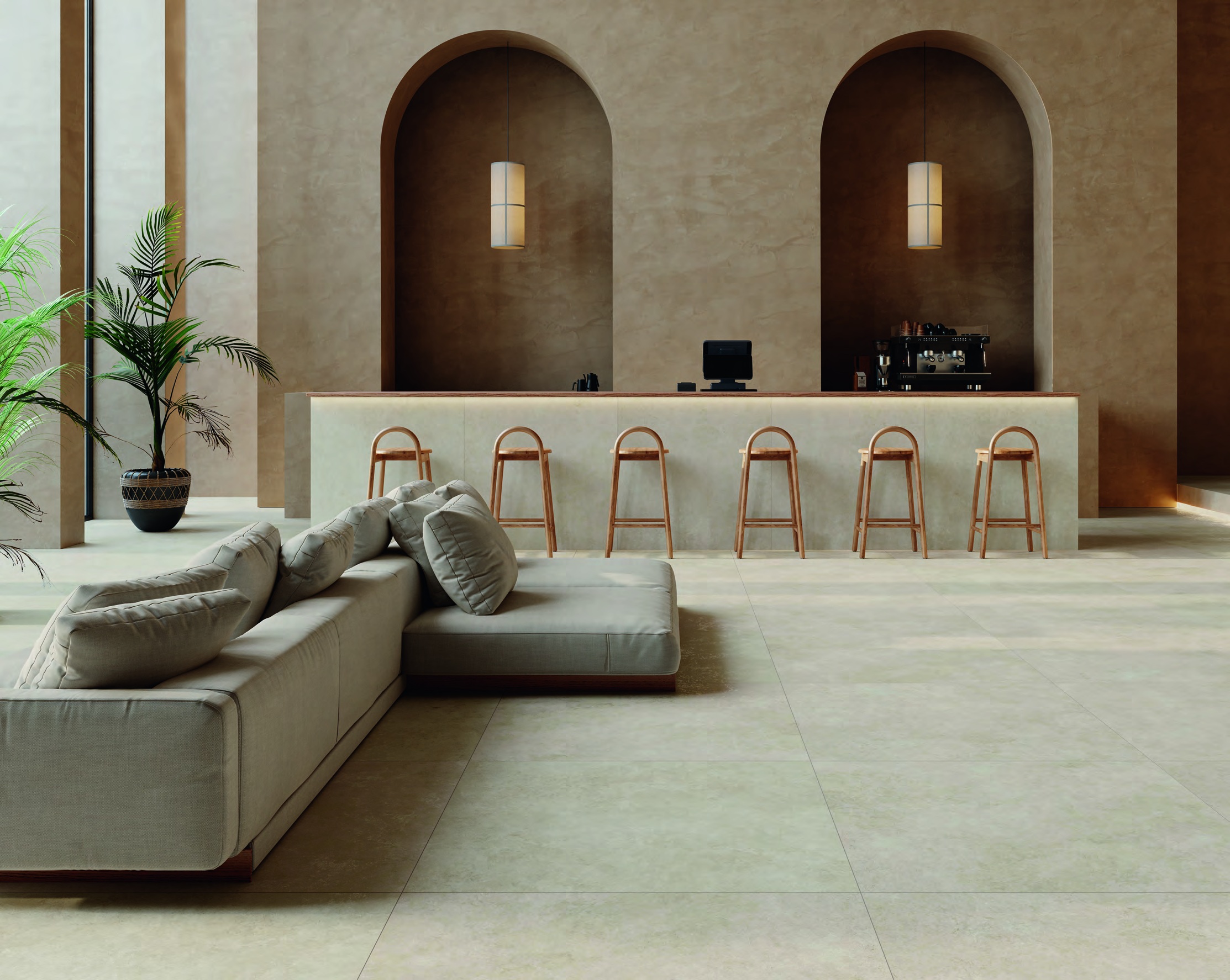 Ambiance de la collection Rhein — carrelage mural en pâte blanche