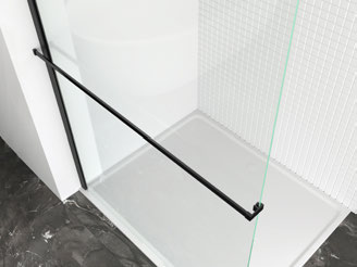 Porte-serviettes pour paroi de douche — noir mat — RUBICER
