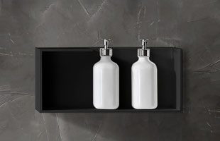 Tablette Solid Surface 40 × 18 × 12 cm — noir mat — RUBICER