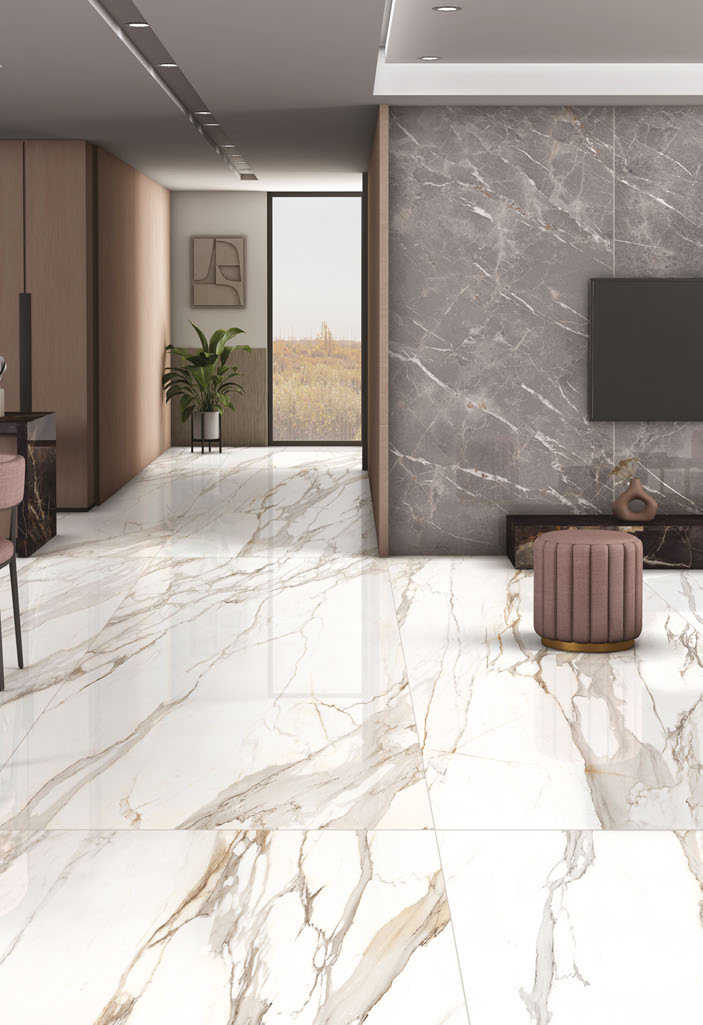 Ambiance fabricant — Calacatta Jewel — grande plaque Rubicer