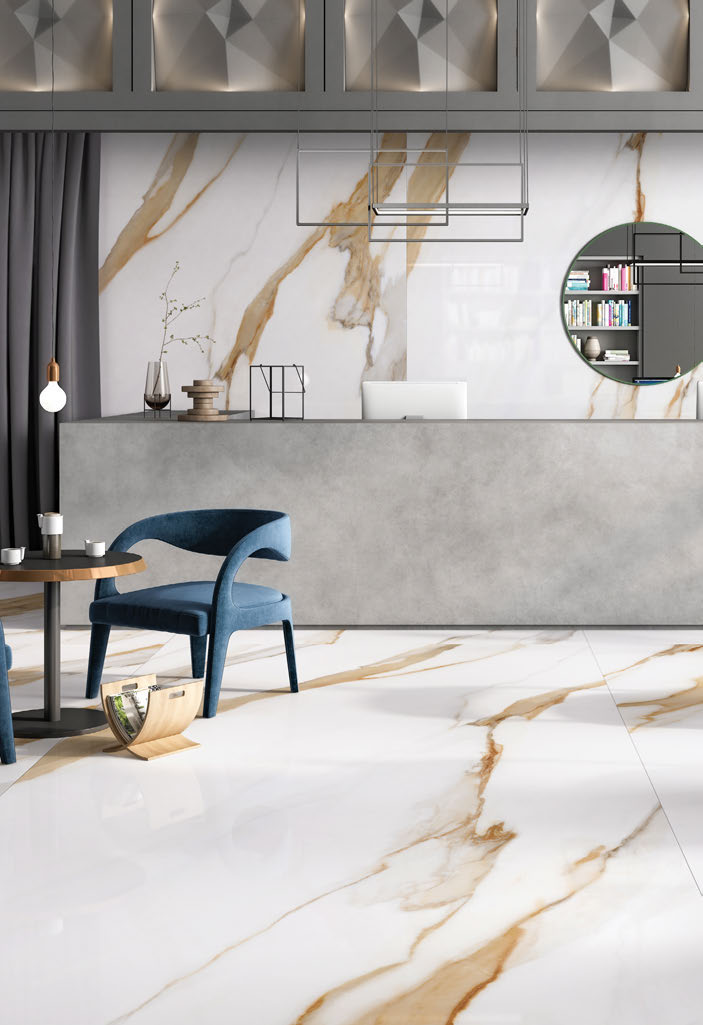 Ambiance fabricant — Calacatta Sun — grande plaque Rubicer