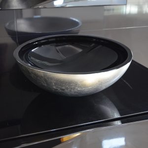 Lavabo en verre noir et argent - RLVBLACKSILVER40 — RUBICER
