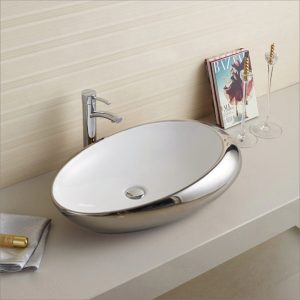 Lavabo ovale asymétrique argenté - RS7807SW — RUBICER