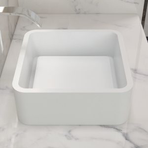 Lavabo carré en poudre en pierre avec couvercle de valve - RSC2QB — RUBICER
