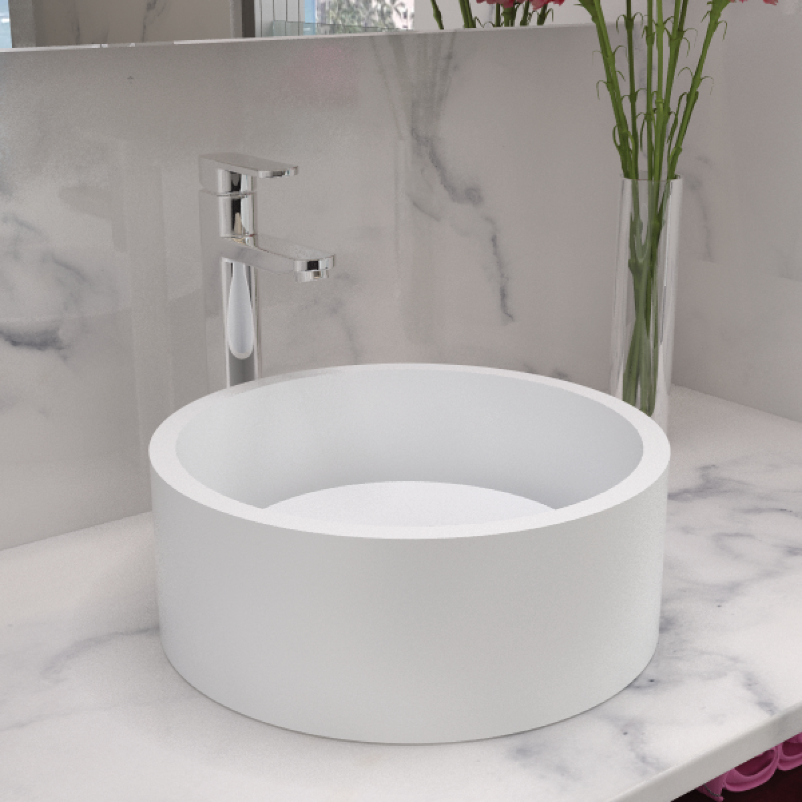 Lavabo en poudre de pierre avec couvercle de valve – RSC3B — RUBICER