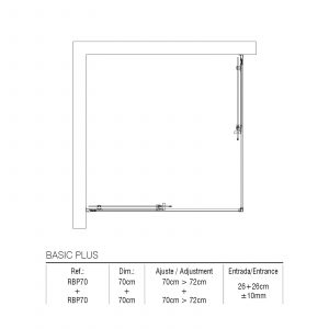 Paroi de douche angulaire Basic Plus 70cm x 70cm — RUBICER – Image 2