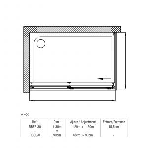 Meilleure couverture de douche avant de 1,30 m + panneau latéral fixe de 90 cm — RUBICER – Image 2